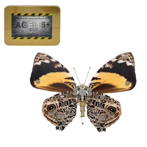 JOYARCH 150+Teile 3D Metall Schmetterling Puzzle Kit Erwachsene, DIY Steampunk Papilio Memnon Schmetterling Montage Modell Kreatives Ornament von JOYARCH