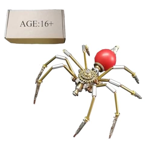JOYARCH 3D Metall Puzzle Bausätze Erwachsene, DIY Steampunk Mechanische Rundbauch Winzige Spinne Modell, 90 Teile 3D DIY Metall Insekt Montage Bausätze (Rot) von JOYARCH