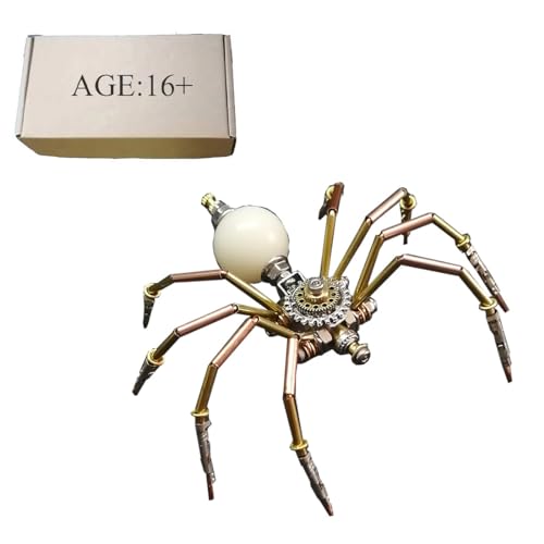 JOYARCH 3D Metall Puzzle Bausätze Erwachsene, DIY Steampunk Mechanische Rundbauch Winzige Spinne Modell, 90 Teile 3D DIY Metall Insekt Montage Bausätze (Weiß) von JOYARCH