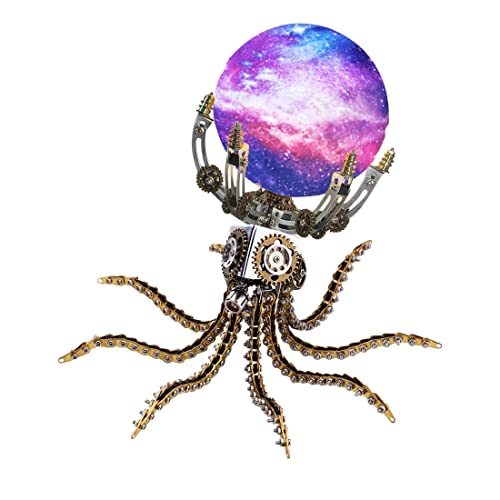 JOYARCH 3D Metall Puzzle Modell Erwachsene, 10CM DIY 3D Mechanische Metall Oktopus Klammer & Sternenlicht Puzzlesätze, 1060 Teile DIY Mechanische Steampunk Oktopus Modell mit 16 Farben von JOYARCH
