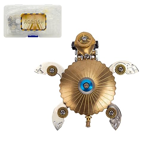 JOYARCH 3D Metall Puzzles Erwachsene, DIY 3D Mechanisches Steampunk Metall Schildkröte Montage Modell, 100+ Teile DIY 3D Meeresorganismus Modell Bausatz Kreativ Trendy Schreibtisch Ornament von JOYARCH