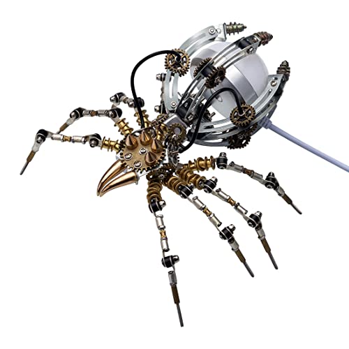 JOYARCH 3D Metall Spinne Schreibtischlampe Modell Erwachsene, DIY 3D Mechanische Metall Puzzlesätze, 512 Teile DIY Mechanische Steampunk Modell mit Lampe Montage von JOYARCH