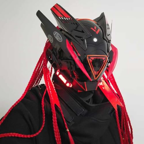 JOYARCH Future Punk Cosplay Maske für Erwachsene mit Visier Wiederaufladbare Halloween Party Kostüm Prop Cyberpunk Einstellbare Gruselmaske JOYARCH Future Punk Cosplay Maske für Erwachsene mit Visier Wiederaufladbare Halloween Party Kostüm Prop Cyberpunk Einstellbare Gruselmaske von JOYARCH