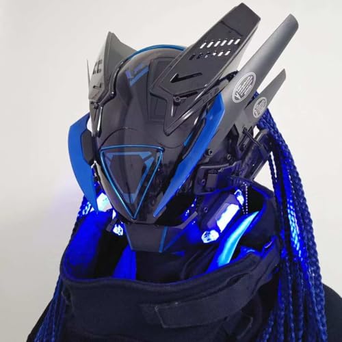 JOYARCH Future Punk Cosplay Maske für Erwachsene mit Visier Wiederaufladbare Halloween Party Kostüm Prop Cyberpunk Einstellbare Gruselmaske JOYARCH Future Punk Cosplay Maske für Erwachsene mit Visier Wiederaufladbare Halloween Party Kostüm Prop Cyberpunk Einstellbare Gruselmaske von JOYARCH