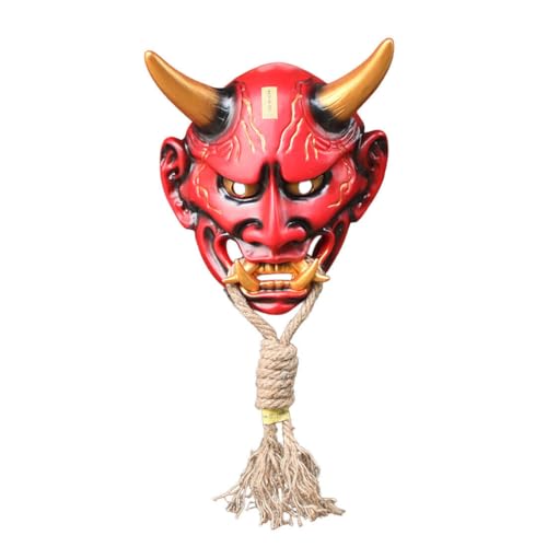 JOYARCH Japanische Samurai Prajna Maske - Volles Gesicht Dämonen Oni Maske - Bemalte Abnehmbare Requisiten für Halloween Cosplay Kostüm von JOYARCH