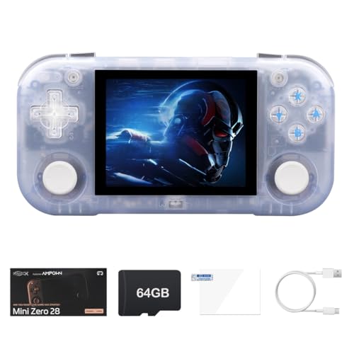 JOYARCH Mini Zero 28 Tragbare Griff-Spielkonsole, 7,1 cm (2,8 Zoll) Retro Open Source Handheld Joystick Spielkonsole, 64G Retro Arcade Games Player Bilut-in Android System & 2900mAh Akku von JOYARCH