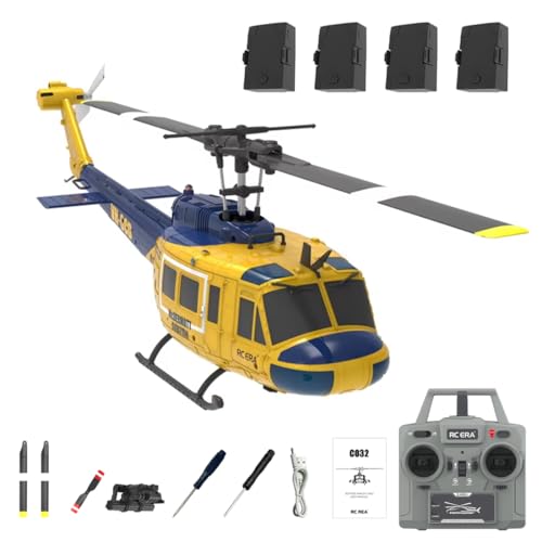 JOYARCH RC ERA C032 UH-1 Huey RC Hubschrauber - 1/48 Maßstab 2.4G 6CH Flybarless Fernbedienung Hubschrauber Modell, 3D Stunt Flight & Hochpräzises RC Flugzeug für Erwachsene Anfänger von JOYARCH