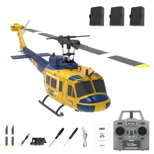 JOYARCH RC ERA C032 UH-1 Huey RC Hubschrauber - 1/48 Maßstab 2.4G 6CH Flybarless Fernbedienung Hubschrauber Modell, 3D Stunt Flight & Hochpräzises RC Flugzeug für Erwachsene Anfänger von JOYARCH