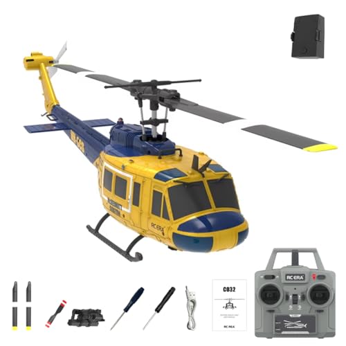 JOYARCH RC ERA C032 UH-1 Huey RC Hubschrauber - 1/48 Maßstab 2.4G 6CH Flybarless Fernbedienung Hubschrauber Modell, 3D Stunt Flight & Hochpräzises RC Flugzeug für Erwachsene Anfänger von JOYARCH
