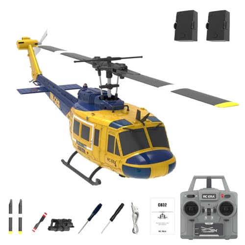 JOYARCH RC ERA C032 UH-1 Huey RC Hubschrauber - 1/48 Maßstab 2.4G 6CH Flybarless Fernbedienung Hubschrauber Modell, 3D Stunt Flight & Hochpräzises RC Flugzeug für Erwachsene Anfänger von JOYARCH