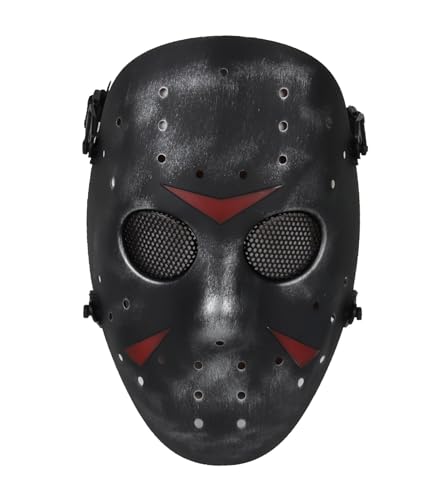 JOYASUS CS-Spiel Metal Mesh Mask Safeguard Vollgesichtsschutzmaske für Halloween Masquerade Cosplay Costume Party (Silber Schwarz) von JOYASUS