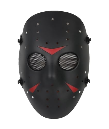 haoYK Gesichtsmaske, Hockeymaske im Stile von Jason Vorheese, Schutzmaske als Kostüm für Halloween und Partys, in Schwarz von JOYASUS