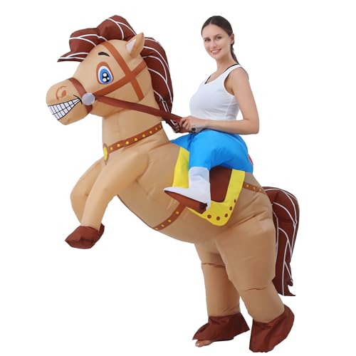JOYBRO Aufblasbares Cowboy Pferdekostüm für Erwachsene – Lustiges Reitpferd Kostüm für Männer und Frauen – Perfekt für Karneval, Fasching, Halloween, Mottoparty und Cosplay – Einheitsgröße 160–190 cm JOYBRO Aufblasbares Cowboy Pferdekostüm für Erwachsene – Lustiges Reitpferd Kostüm für Männer und Frauen – Perfekt für Karneval, Fasching, Halloween, Mottoparty und Cosplay – Einheitsgröße 160–190 cm von JOYBRO