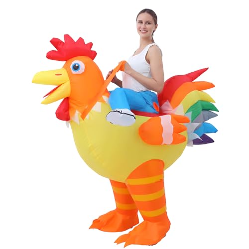 JOYBRO Aufblasbares Huhn Kostüm für Erwachsene – Lustiges Hahn Kostüm für Männer und Frauen – Perfekt für Halloween, Karneval, Junggesellenabschied, Cosplay und Mottopartys – Einheitsgröße 160–190 cm von JOYBRO