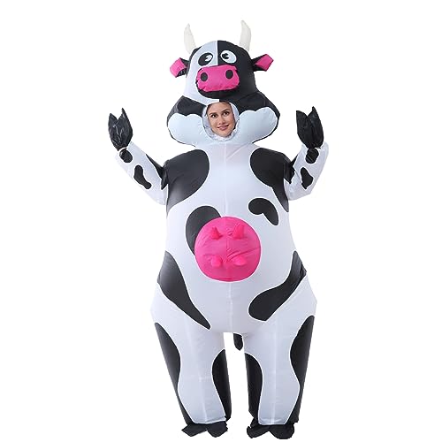 JOYBRO Aufblasbares Kuhkostüm für Erwachsene – Lustiges Tierkostüm für Männer und Frauen – Perfekt für Halloween, Karneval, Fasching, Cosplay, Mottopartys, Geburtstagsfeiern, Einheitsgröße 160-190 cm JOYBRO Aufblasbares Kuhkostüm für Erwachsene – Lustiges Tierkostüm für Männer und Frauen – Perfekt für Halloween, Karneval, Fasching, Cosplay, Mottopartys, Geburtstagsfeiern, Einheitsgröße 160-190 cm von JOYBRO