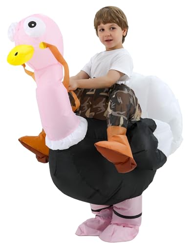 JOYBRO Aufblasbares Straußenkostüm für Kinder, lustiges Aufsitz-Straußenkostüm für Jungen und Mädchen im Alter von 8, 9, 10, 11, 12 Jahren, ideal für Halloween, Mottopartys, Einheitsgröße 120–150 cm von JOYBRO