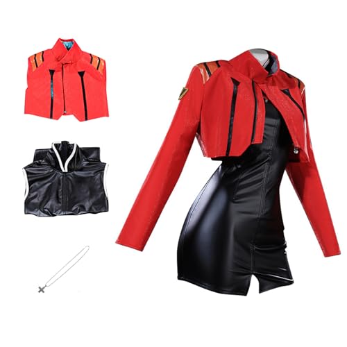 Rote Jacke und schwarzes Kleid, Cosplay-Outfits, Leder, Uni, Rot/Ausflug, einfarbig (Getaway Solids), M von JOYEAR