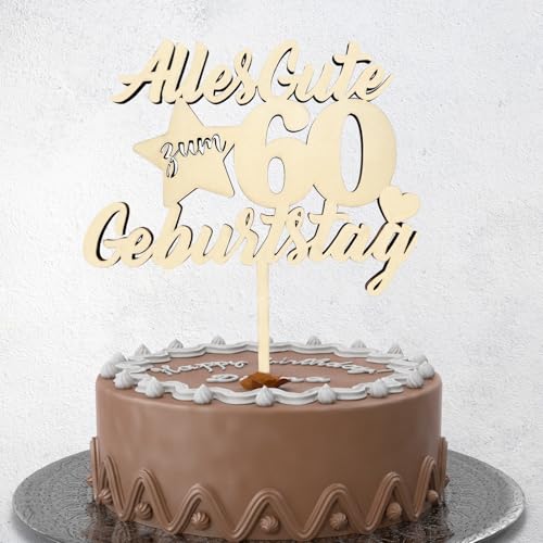 Tortendeko 60 Geburtstag Mann Frau aus Holz 5MM, Kuchendeko 60. Geburtstag Deko, Alles Gute zum 60 Geburtstag Cake Topper Tortendeko 60 Geburtstag Mann Frau aus Holz 5MM, Kuchendeko 60. Geburtstag Deko, Alles Gute zum 60 Geburtstag Cake Topper von JOYEASE