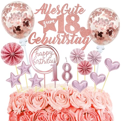 Tortendeko 18 Geburtstag Mädchen, 20 Stück Cake Topper Deko Torte, Glitzer Alles Gute zum 18 Geburtstag mit Geburtstagskerzen für 18. Geburtstag Mädchen Party Deko(Roségold) Tortendeko 18 Geburtstag Mädchen, 20 Stück Cake Topper Deko Torte, Glitzer Alles Gute zum 18 Geburtstag mit Geburtstagskerzen für 18. Geburtstag Mädchen Party Deko(Roségold) von JOYEASE