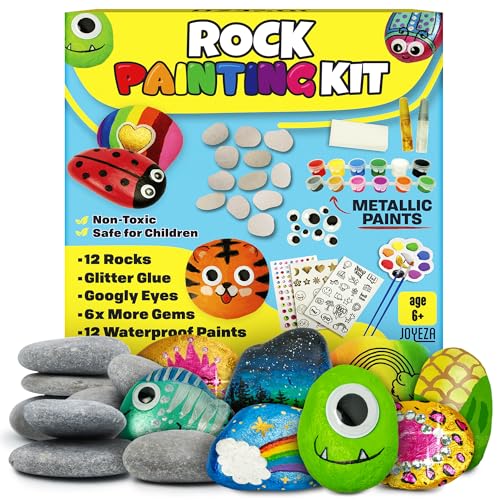 JOYEZA Steine Bemalen Set Kinder, Kunst und Kunsthandwerk für Mädchen Jungen Alter 6 +, 12 Rocks, wasserdicht Farben, All-inclusive-Kunsthandwerk Kits Zubehör, Kinder Aktivitäten Alter 6 7 8 9 10 JOYEZA Steine Bemalen Set Kinder, Kunst und Kunsthandwerk für Mädchen Jungen Alter 6 +, 12 Rocks, wasserdicht Farben, All-inclusive-Kunsthandwerk Kits Zubehör, Kinder Aktivitäten Alter 6 7 8 9 10 von JOYEZA