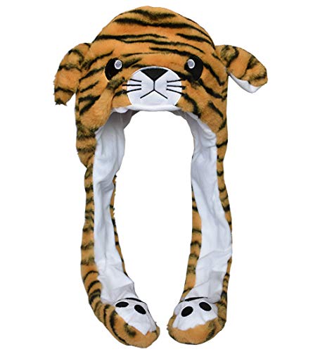 JOYHY Kinder Erwachsene Plüsch Hut Ohr Moving Ear Flap Hut mit Pfote Braun Tiger von JOYHY