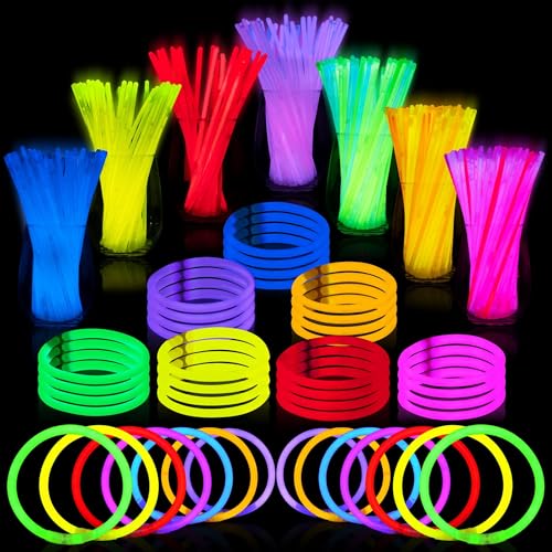 JOYIN 200pcs 20.3 cm Knicklichter party set, Neon Leuchtstäbe Party Deko, Leuchtstäbe Kinder , Partygeschenke, leuchtende Partydekorationen mit Verbindungsstücken für Geburtstag, Hochzeit von JOYIN