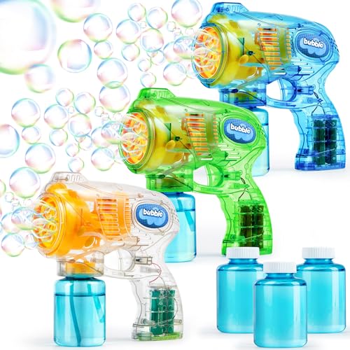 JOYIN 3 Seifenblasenpistole Set, Automatische Seifenblasenmaschine Seifenblasenpistole mit 3 Seifenblasenlösung für Kinder, Bubble Party Gefälligkeiten, Sommerspielzeug, Outdoor und Indoor Aktivitäten von JOYIN