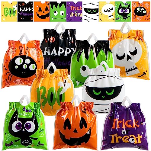 JOYIN 108 Stück Halloween Kordelzug Leckerli-Beutel mit 9 Charakter-Designs, Mini Halloween Geschenktüten, Süßes oder Saures Süßigkeitenbeutel für Halloween Party Gastgeschenk von JOYIN