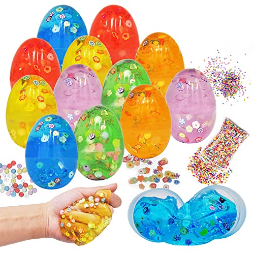 JOYIN 12pcs schleim in eiform, Flauschiger Regenbogenfarben klarer kitt mit Zubehör für Kinder Jeden Alter von JOYIN