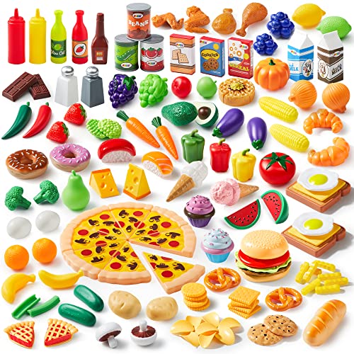 JOYIN 135 Stück Küchenspielzeug Set, kinderküche zubehör Schneiden Obst Gemüse Lebensmittel Küche Kinder Kleinkinder Pädagogisches Lernen Spielzeug, Rollenspiele, Geschenk von JOYIN