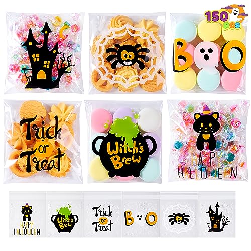 JOYIN 150 Stück quadratische Zellophanbeutel für Halloween, selbstklebend, transparent, für Kekse und Süßigkeiten, Süßigkeitentüten für Halloween-Party Süßes oder Saures Partyzubehör JOYIN 150 Stück quadratische Zellophanbeutel für Halloween, selbstklebend, transparent, für Kekse und Süßigkeiten, Süßigkeitentüten für Halloween-Party Süßes oder Saures Partyzubehör von JOYIN