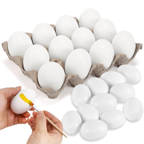 JOYIN 18 Stück Osterei Weiße Holzeier, Lebensgroße Flache Eier für Kinder Ostern DIY Bemalen Basteln Oster Dekoration JOYIN 18 Stück Osterei Weiße Holzeier, Lebensgroße Flache Eier für Kinder Ostern DIY Bemalen Basteln Oster Dekoration von JOYIN