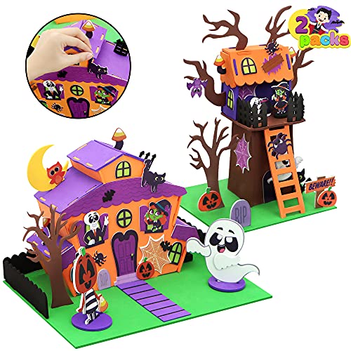 JOYIN 2 Pcs Halloween Schaumstoff Spukhaus 3D Bastelset für Kinder, 3D Halloween Baumhaus und Kürbis Spukhaus, Halloween Kunst und Bastelset Gastgeschenke Partydekoration JOYIN 2 Pcs Halloween Schaumstoff Spukhaus 3D Bastelset für Kinder, 3D Halloween Baumhaus und Kürbis Spukhaus, Halloween Kunst und Bastelset Gastgeschenke Partydekoration von JOYIN