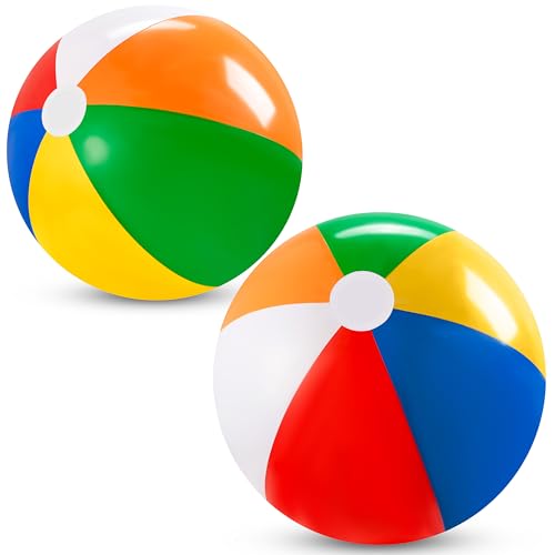 JOYIN 2 Stück Dia 20"/50cm Beach Ball Wasserball aufblasbar, große Regenbogen-Strandbälle, Wasserball Kinder und Erwachsene Sommer-Pool-Party-Spielzeug, Strandspielzeug, Party Favors von JOYIN