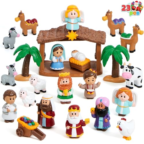 JOYIN 23-teiliges Weihnachtskrippen-Spielset mit kleinen Figuren, Weihnachtsgeschichte, Miniatur-Spielzeug für Kinder und Kleinkinder, Party-Dekoration, Tischdekoration JOYIN 23-teiliges Weihnachtskrippen-Spielset mit kleinen Figuren, Weihnachtsgeschichte, Miniatur-Spielzeug für Kinder und Kleinkinder, Party-Dekoration, Tischdekoration von JOYIN
