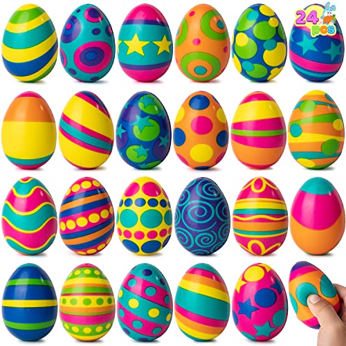 JOYIN 24 Bunte Superweiche Squeeze Ostereier für die Ostereiersuche, Langsam steigender Stressball Spielzeug Kinder, Osterkorbfüller, Partyartikel JOYIN 24 Bunte Superweiche Squeeze Ostereier für die Ostereiersuche, Langsam steigender Stressball Spielzeug Kinder, Osterkorbfüller, Partyartikel von JOYIN