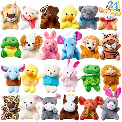 JOYIN 24 Pack Mini Plüsch Schlüsselanhänger Kinder, Mini Plüschtiere, Plüschtier Anhänger Schlüsselkette Schlüsselring Kinderparty Geschenk Spielzeug Set Mitgebsel von JOYIN