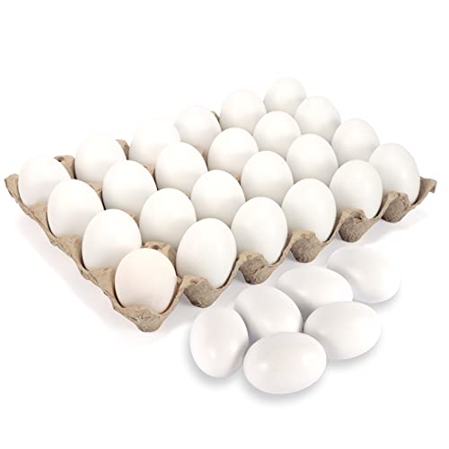 JOYIN 24 Stück 6 cm Ostereier, weiße Holzeier, unlackierte weiße Ostereier für Kinder, Ostereier, DIY, zum Bemalen Ihrer eigenen Eierdekoration, Osterhandwerk, Ostereier, Jagd, Osterkorbfüller von JOYIN