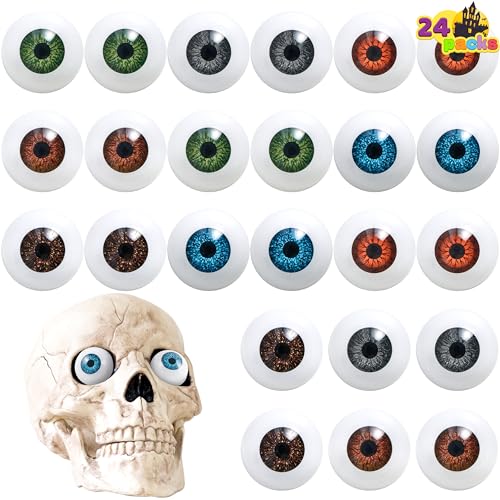 JOYIN 24 Stück Halloween gruselige realistische Augen, 12 Paar halbrundhohle Augäpfel aus Kunststoff für Halloween Süßes oder Saures, Halloween Dekorationen, Halloween Partyzubehör JOYIN 24 Stück Halloween gruselige realistische Augen, 12 Paar halbrundhohle Augäpfel aus Kunststoff für Halloween Süßes oder Saures, Halloween Dekorationen, Halloween Partyzubehör von JOYIN