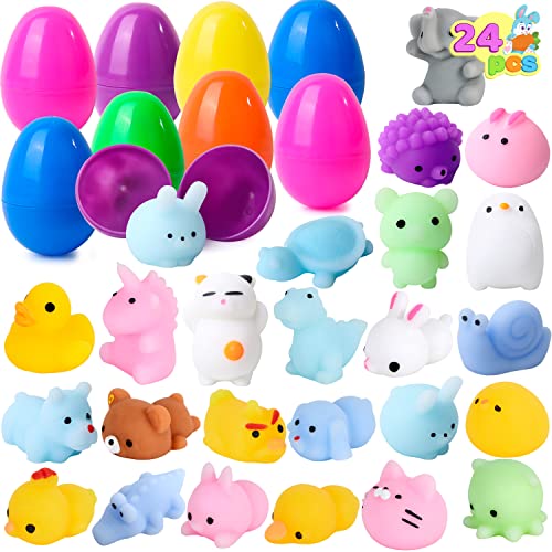 JOYIN 24 pcs Ostereier gefüllt mit 24 Mochi-Squishy-Spielzeugen für Kinder, Ostereier zum befüllen für Ostern Partyzubehör, für Osterthema Party Gunst, Ostereier jagen, für Osterkörbe JOYIN 24 pcs Ostereier gefüllt mit 24 Mochi-Squishy-Spielzeugen für Kinder, Ostereier zum befüllen für Ostern Partyzubehör, für Osterthema Party Gunst, Ostereier jagen, für Osterkörbe von JOYIN