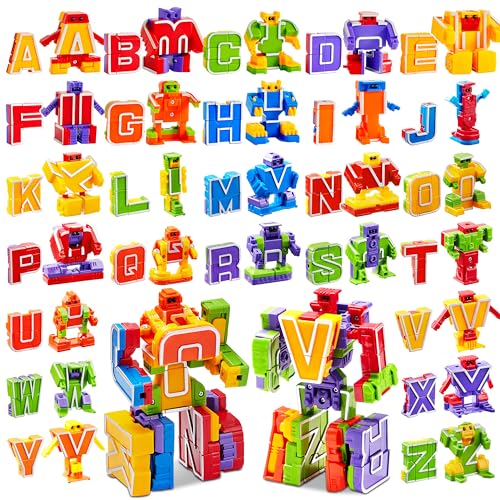 JOYIN 26 Stück Alphabet Roboter Buchstaben Transformer Spielzeug für Kinder ABC Lernen, Geburtstagsgeschek Klassenzimmer Belohnungen, Karnevalpreise, Vorschulerziehung Spielzeug, Ostern Korb Stuffers von JOYIN