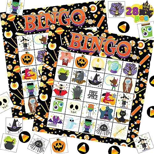 JOYIN 28 Halloween Bingo Spielkarte für Schul und Familienaktivitäten, Halloween Party, Halloween Basteln für Klassenzimmer, Schulbedarf, Brettspiele von JOYIN