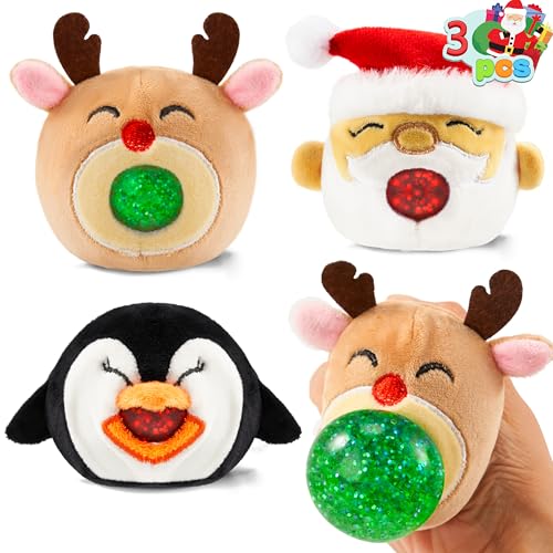 JOYIN 3 Stück Weihnachts-Quetschbälle aus Plüsch, Weihnachtsstrumpffüller für Kinder, Kinder, Partygeschenke, originelles Spielzeug, Stressabbau bei Angstzuständen von JOYIN