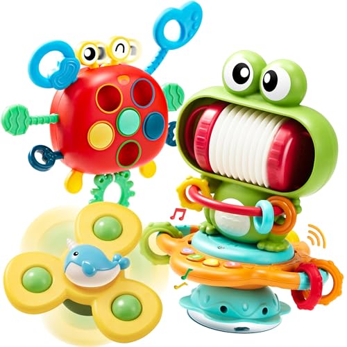JOYIN Musikalisches Babyspielzeug-Hochstuhlspielzeug mit Saugnäpfen-Spinner-Beißringspielzeug-verhindert, DASS Kleinkindspielzeug herunterfällt-Montessori-Sensorspielzeug für Kleinkinder von JOYIN