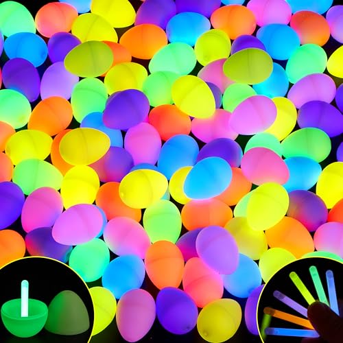 JOYIN 35 Ostern leuchtende Eier mit Mini-Leuchtstäben (70PCs Total) für Kinder Glow-in-the-Dark Osterkorb Füller Füller Geschenk, Ostereier jagen Spiel Party Favors Dekorationen Zubehör. von JOYIN