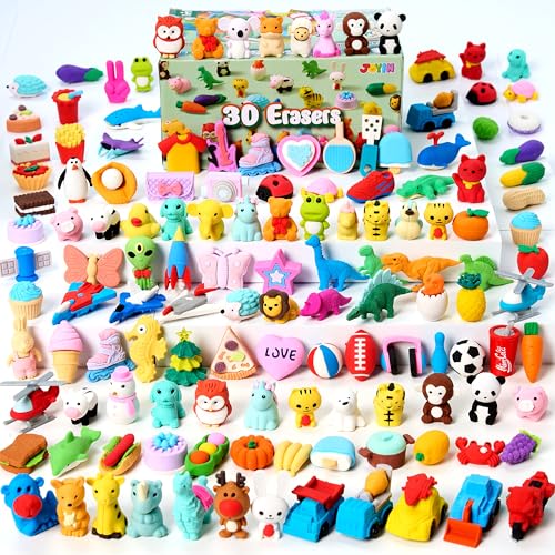 JOYIN 36 Pcs Tier 3D Radiergummis, Mini Bleistift Radiergummis für Kinder, Radiergummis Kinder Set Zoo Tiere, Lustige Radiergummis für Kinder Partygeschenke, Geburtstagsgeschenke von JOYIN