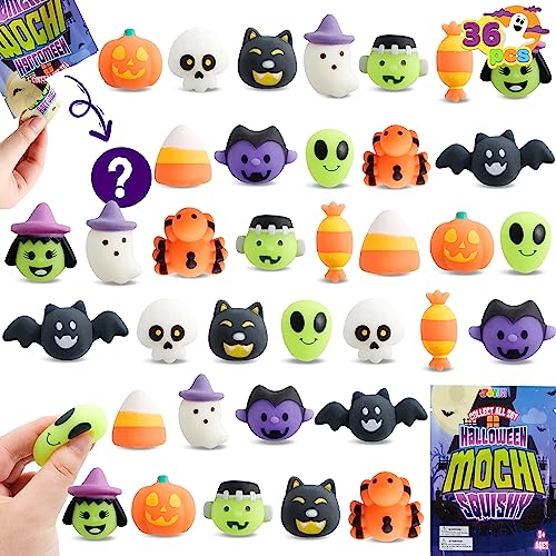 JOYIN 36 Stück Halloween Mochi Squishy Spielzeug in Blindbeuteln mit 12 Halloween-Figuren zum Stressabbau, Halloween-Überraschungsbeutel für Kinderpartys, Goodie-Füllstoffe JOYIN 36 Stück Halloween Mochi Squishy Spielzeug in Blindbeuteln mit 12 Halloween-Figuren zum Stressabbau, Halloween-Überraschungsbeutel für Kinderpartys, Goodie-Füllstoffe von JOYIN