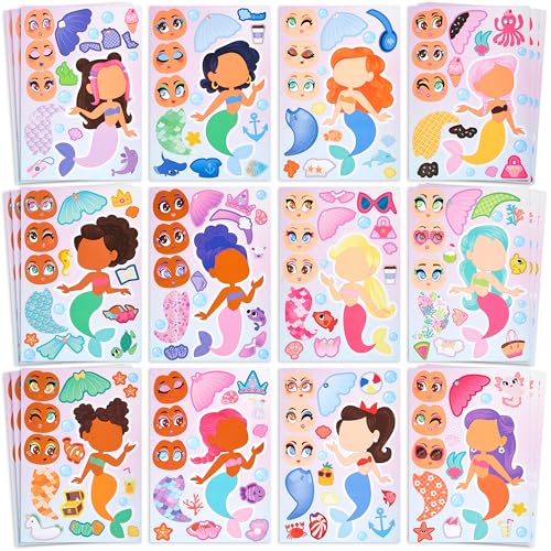 JOYIN 36 Stück Tier Aufkleber Kinder, Sticker Aufkleber Set, Make-a-Face Aufkleber, Kleine Geschenke für Kinder, Kindergeburtstag Gastgeschenke, Mitgebsel Kindergeburtstag ab 3 Jahren(Meerjungfrau) JOYIN 36 Stück Tier Aufkleber Kinder, Sticker Aufkleber Set, Make-a-Face Aufkleber, Kleine Geschenke für Kinder, Kindergeburtstag Gastgeschenke, Mitgebsel Kindergeburtstag ab 3 Jahren(Meerjungfrau) von JOYIN