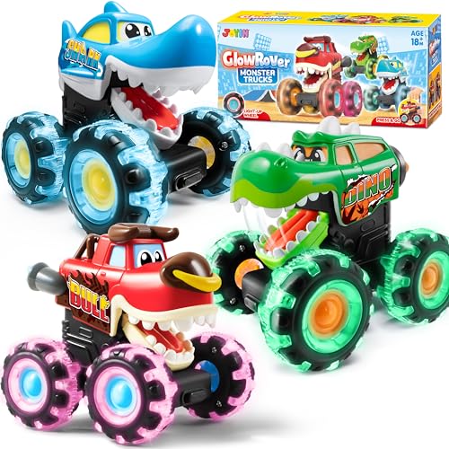 JOYIN 3Pcs Monster Truck Spielzeug, leuchtende Autos, Monster Treads Lightning Wheels, Spielzeugautos für Jungen und Mädchen ab 3 Jahren von JOYIN
