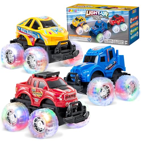 JOYIN 3er-Pack leuchtendes Monstertruck-Set, Spielzeug-Truck-Set mit 3 Farben, LED-Renntruck für Kinder, Geschenke für Jungen und Mädchen ab 3 Jahren von JOYIN
